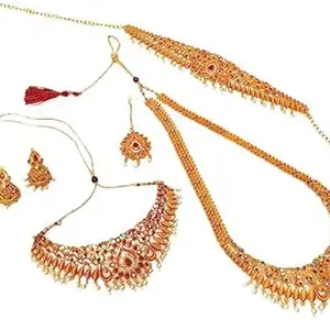 Long Necklace, 1 Choker Necklace, 1 Pair Earrings, 1 Kamarband, 1 Maangtikka-99