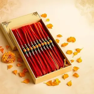 Rakhi 12-Piece Stylish Dora Rakhi Set for Men – Multicolor Thread Bracelets for Brother – Festive Raksha Bandhan Gift (Beads)