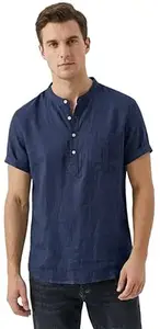 OM DESIGNER Stylish Men’s Cotton Short Kurta Regular Fit Half Sleeves Solid Traditional Casual Wear with Front Pocket Lightweight Summer Comfort for Men