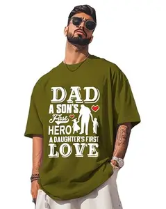 AUSK Men Oversize t Shirts || Loose fit Cotton Blend Tshirt for Men Olive