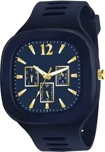 MODECRAFTZ Multi-Dial Silicon Strap Analog Watch for Men & Women - Stylish, Durable, Trendy Timepiece for All (Dark Blue)