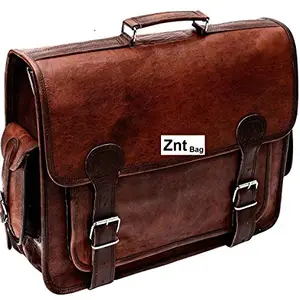 ZNT BAGS No-1069 15 inch Genuine Leather Laptop Office Messenger Bag for Men&Women.