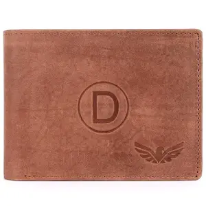 URBAN CAIMAN Customize Alphabate “D” Tan Hunter Leather Wallet for Men