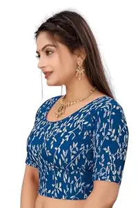 Embroidered Saree Blouse for Women Round Neck Half Sleeve Fitted Ethnic Choli with Intricate Gold Leaf Thread Work Traditional Wedding Festive Occasion Saree Blouse for Women