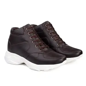 INLAZER New Height Increasing Shoes for Men Lace Up, with Oxygen Insoles Shining Casual Shoes Brown
