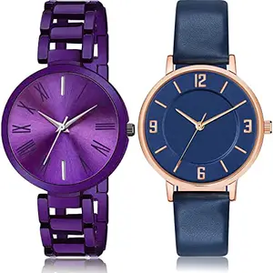 NIKOLA Gift Analog Purple and Blue Color Dial Women Watch - G655-GM395 (Pack of 2)
