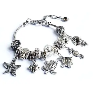 Via Mazzini Attarctive European Style Holiday Beach Style Multi Charm Bracelet For Women And Girls | Adjustable Length | Trendy Gift Item | Suitable For All Occasions (Bracelet0239)