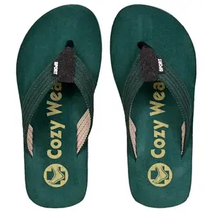 COZY WEAR Flip-Flop Slippers for Men, Boys - Durable, Comfortable & Lightweight - Beach, Home Slippers/Chappal (G-289-GREEN-S7)