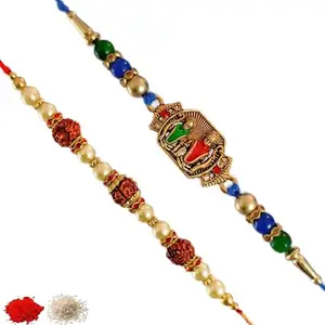 Rakhiya.com Designer Rakhi set of two, Multicolour rakhi, combo of two (set of 2), With Roli Chawal Packet 0927