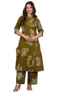 rytras Women Pure Cotton Printed A-Line Kurta Set with Palazzo pants|Ethnic wear|Kurti Suit Set for Women