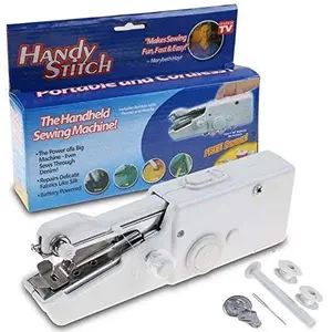Jay Gatrad Seller Sewing Machine Handy Stitch Electric Mini Portable Cordless Stitching Handheld Manual Sillai Machine Portable White Sewing Machine for Home Tailoring, Hand Machine