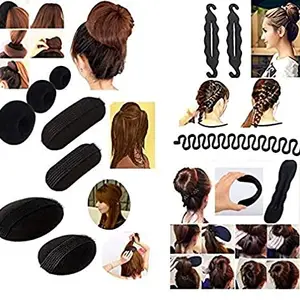 AASA Hair Stylers for Women's 11 Pcs Combo For Bun Maker for Girls and Women for Home Use Hair Accessories for Hair Styling Black 20Grams Pack of 1