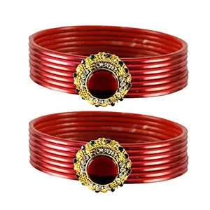 MAYA FASHION Red Stone Brass Bangle Elegant Extra Large Size Bangle | Perfect Fit for Plus Size banglesTrendy and Comfortable Fit for woman and girls | (Sku-ban1920)