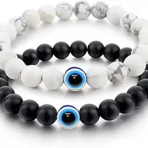 Nagaana Natural Amethyst Crystal Stone Bracelet for Men and Women for Reiki Healing - Bead 8mm - Genuine Certificate Included