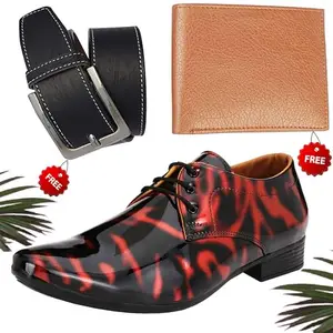 Relaxed Trendy Formal Shoes/Party Shoes/Shoes Combo with Free Wallet & Belt for Men and Boys (BAZAAR6134_RT-Tan-101) Multicolor