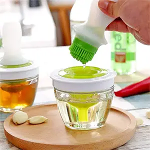 SZONE® Chef's Basting Silicone Oil Bowl with Squeeze Brush Set Just Drip Stop for Cooking, BBQ (Dip-Go), Green