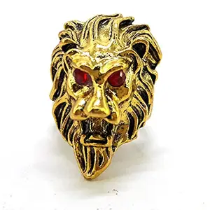 Rings For Men Golden Colour Lion Head Red Eyes Ring For Bikers Unisex