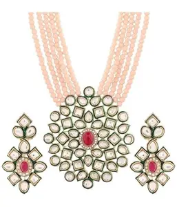 Peach Crystal Necklace Set for Women – Elegant and Dazzling Jewelry for Any Occasion