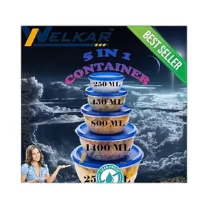 Kitchen Container |250+450+800+1400+2500 ml| Stackable Refrigerator Organizer for Fresh Food Storage | BPA-Free Kitchen Solution|Design - 4893 for Home and Kitchen