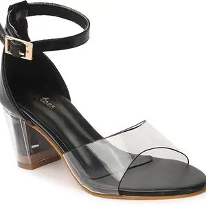 Picktoes PT-L61 Women's Black Synthetic Leather Casual Heel Sandal