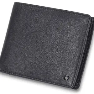 Louis Philippe Wallet for Men Slim & Sleek with Additional ID Card Slot Genuine Leather Purse (Black)