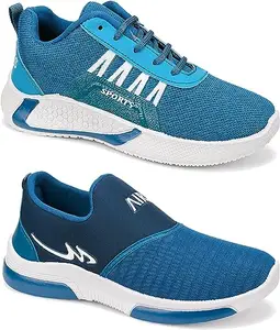 WORLD WEAR FOOTWEAR Soft, Comfortable and Breathable Canvas Lace-Ups Sports Running Shoes for Men (Multicolor, 6) (S11471)
