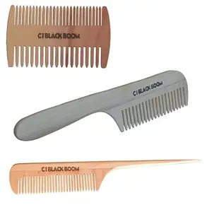 C I Black Boom Neem Wooden Hair Comb Healthy Haircare For Men & Women | Co2 and Co4