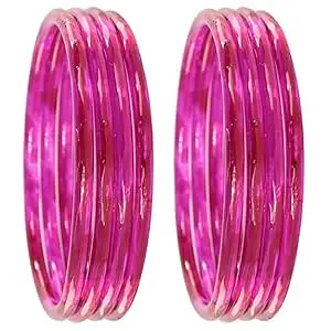 Glass Bangle Women's Designer Plain Glossy Glass Kada Set For Women With Diamond Cut Design | Fancy Designer Glass Bangles | Traditional Chudi| Stylish Glass Kada For Wedding - Set Of 8