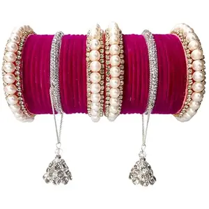 Raani (red) velvet bridal bangle with bridal chuda set for women and girls for any event, party and wedding (2.6)