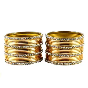MAYA FASHION Golden Stone Brass Bangle Elegant Extra Large Size Bangle | Perfect Fit for Plus Size banglesTrendy and Comfortable Fit for woman and girls | (Sku-ban1491)