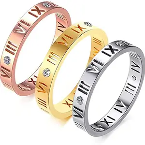 MYKI Dazzling Roman Band Multicolour Ring Set For Women & Men