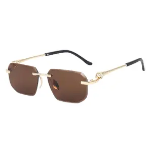 Visit the Dervin Store Dervin Rimless Rectanglular Sunglasses For Men and Women | Unisex Frameless Sun Glasses Shades