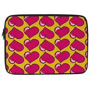 Crazyify Red Heart Printed Laptop Sleeve/Laptop Case Cover/Laptop Bag 14 inch with Shockproof & Waterproof Linen On All Inner Sides | MacBook/Laptop Sleeve for Men & Women