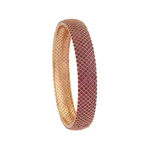 Kushal's Fashion Jewellery Full Ruby Gold Plated Zircon Bangle - 413022