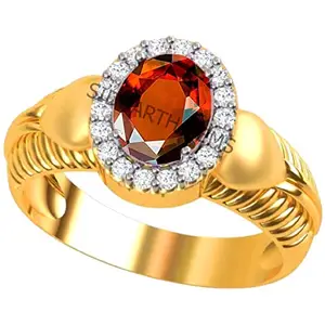 SIDHARTH GEMS 6.25 Ratti /5.90 Carat Certified Natural Gemstone Gomed Hessonite Stone Panchdhaatu Adjustable Ring Gold Plated Ring for Man and Women