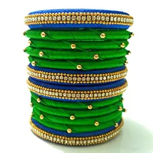 Manali Creations Green and Blue silk thread bangles size 2.6