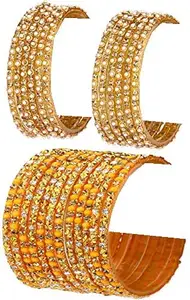 Colorful Glass Bangles/Kada Set Combo Ornamented with Colourful Chips & Beads_Bridal1472 (AkBang2-AADQ1.b_bang)