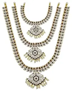 GVG 3 step Haram Set made with white and Red Mango design haram for God Godess Ornament Jewellery