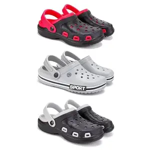 WINGSCRAFT-Lightweight Classic Clogs || Sandals with Slider Adjustable Back Strap for Men-Combo(3)-3017-3016-3018-7 Black