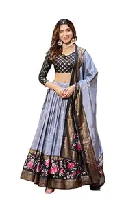 Women's Trending Pure Dolla silk Lehenga Choli Print with Foil Work With Unstitched Blouse Patola Print Adorned with Foil Work For Any Occasion