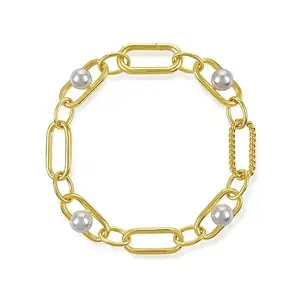 NISHANI Studio Mizuki Pearl Link Bracelet | Hypoallergenic & Durable | Gift for Her Golden