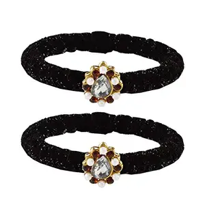 MAYA FASHION Black Stone Brass Bangle With Very Extra Large Size Elegant Extra Large Size Bangle | Perfect Fit for Plus Size banglesTrendy and Comfortable Fit for woman and girls | (Sku-ban2181)