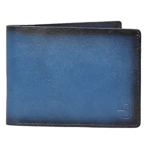 LOUIS STITCH Mens Wallet Blue RFID Blocking Italian Leather Wallets for Men |Prague_ Eubu| Spacious Credit Card Holder