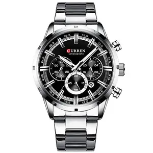 CURREN Mens Watch Sport Quartz Chronograph Wristwatches with Luminous Hands Fashion Stainless Steel Clock Date