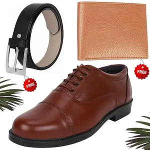 Relaxed Trendy Formal Shoes/Party Shoes/Shoes Combo with Free Wallet & Belt for Men and Boys (BAZAAR7228_RT-Tan-1009) Multicolor