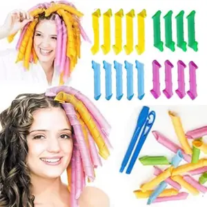 Wizme 18 Pcs Spiral Hair Roller/No Heat Hair Roller/Curling Hair Roller For Women And Girls Pack Of 1