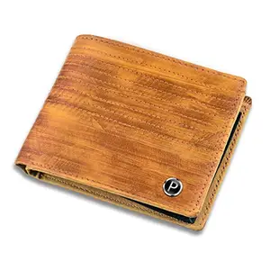 PIRASO Men's Genuine Leather Wallet (Tan Brown)