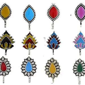 Anuradha Art Silver Oxidised Finish Adorable Studs Nose Ring Pin for Women/Girls