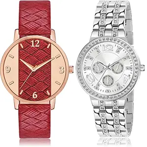 NEUTRON Designer Analog Red and Silver Color Dial Women Watch - GM399-G629 (Pack of 2)