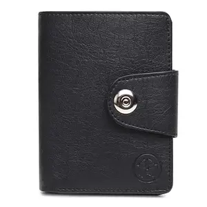 TnW Bi-Fold Black Artificial Leather Hand Crafted Wallet for Women and Girls with Magnetic Flap